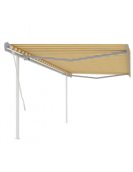 Tenda da Sole Retrattile Manuale con Pali 5x3,5 m Gialla Bianca
