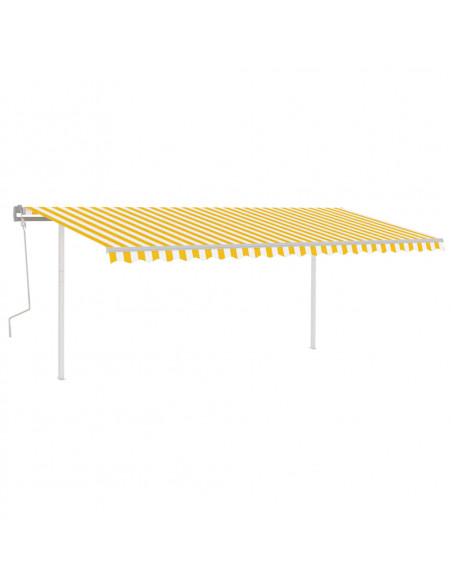 Tenda da Sole Retrattile Manuale con Pali 5x3,5 m Gialla Bianca