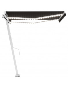 Tenda da Sole Retrattile Manuale con LED 300x250 cm Antracite