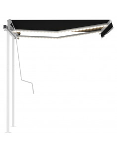 Tenda da Sole Retrattile Manuale con LED 3x2,5m Antracite 2