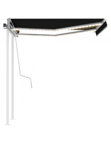 Tenda da Sole Retrattile Manuale con LED 3x2,5m Antracite