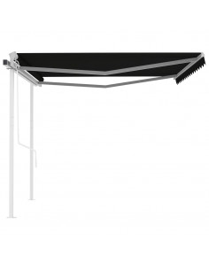 Tenda da Sole Retrattile Automatica con Pali 4,5x3 m Antracite