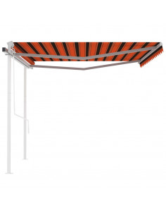 Tenda Retrattile Automatica con Pali 4,5x3,5 m Arancio Marrone