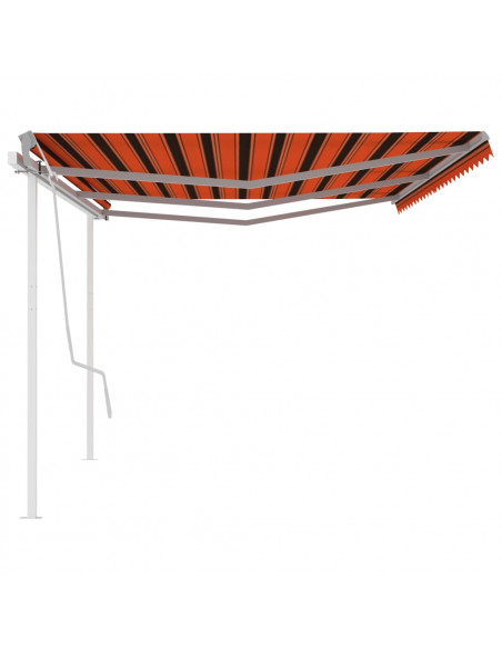 Tenda Retrattile Manuale con Pali 6x3,5 m Arancio e Marrone