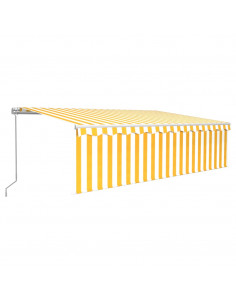Tenda Sole Retrattile Manuale con Parasole 5x3m Gialla Bianca