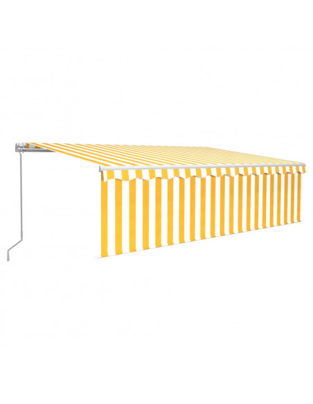 Tenda Sole Retrattile Manuale con Parasole 5x3m Gialla Bianca