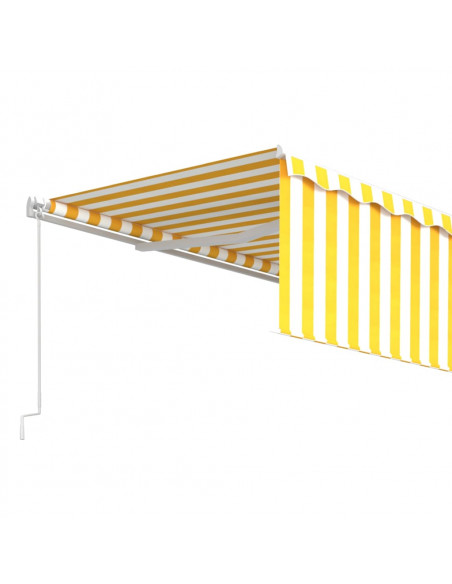 Tenda Sole Retrattile Manuale con Parasole 5x3m Gialla Bianca
