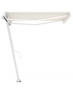 Tenda da Sole Retrattile Manuale con LED 300x250 cm Crema