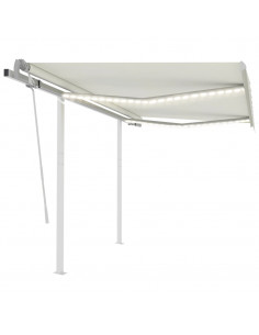 Tenda da Sole Retrattile Manuale con LED 3x2,5 m Crema