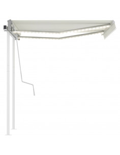 Tenda da Sole Retrattile Manuale con LED 3x2,5 m Crema 2