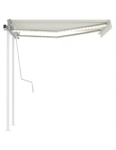 Tenda da Sole Retrattile Manuale con LED 3x2,5 m Crema
