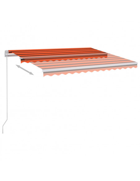 Tenda da Sole Manuale con LED 300x250cm Arancione e Marrone