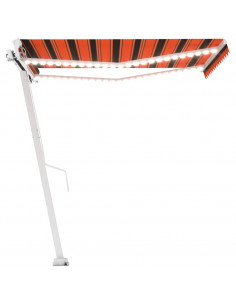 Tenda da Sole Manuale con LED 300x250cm Arancione e Marrone