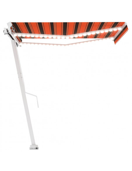 Tenda da Sole Manuale con LED 300x250cm Arancione e Marrone