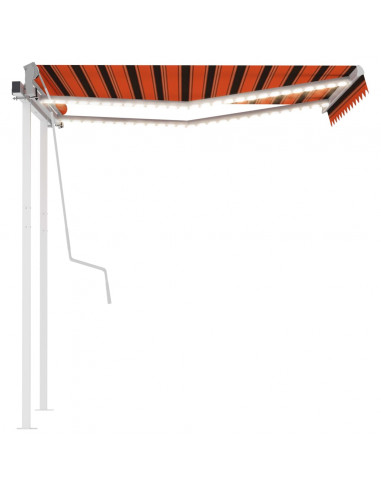 Tenda da Sole Retrattile Manuale LED 3x2,5cm Arancio Marrone