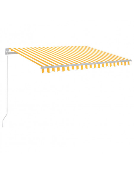 Tenda da Sole Manuale con LED 300x250 cm Gialla e Bianca