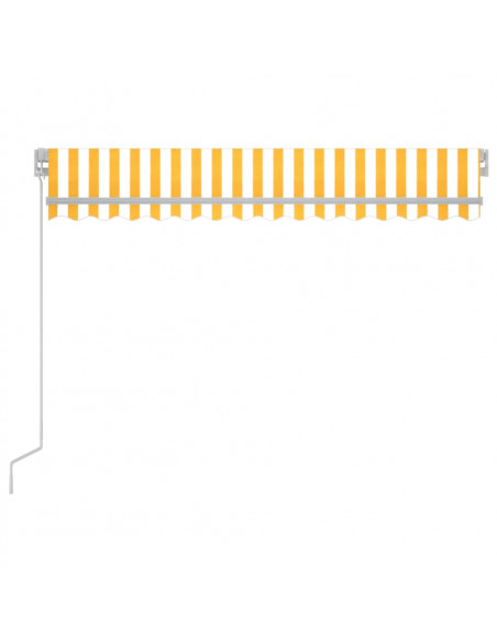 Tenda da Sole Manuale con LED 300x250 cm Gialla e Bianca