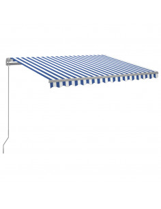 Tenda da Sole Retrattile Manuale con LED 300x250cm Blu e Bianco