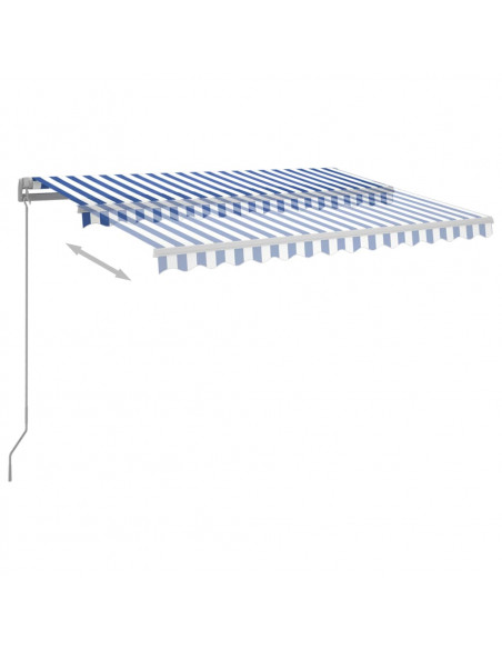 Tenda da Sole Retrattile Manuale con LED 300x250cm Blu e Bianco