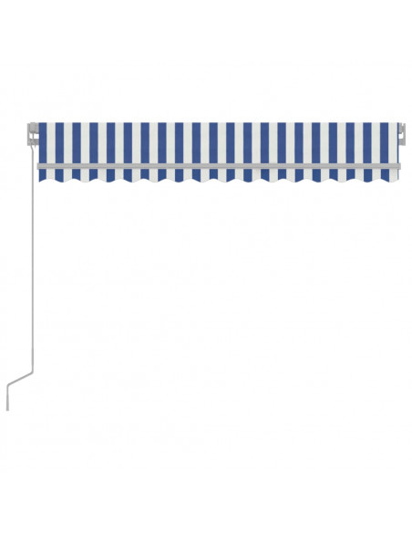 Tenda da Sole Retrattile Manuale con LED 300x250cm Blu e Bianco