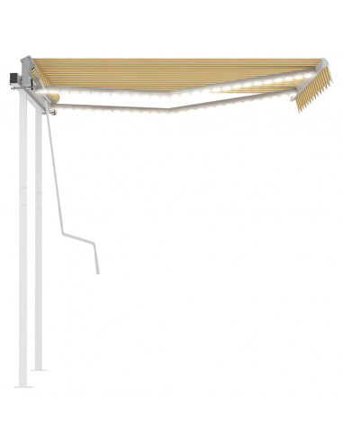 Tenda da Sole Retrattile Manuale con LED 3x2,5m Gialla Bianca