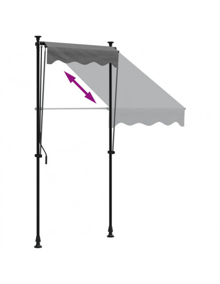 Tenda da Sole Retrattile Antracite 100x150 cm Tessuto e Acciaio