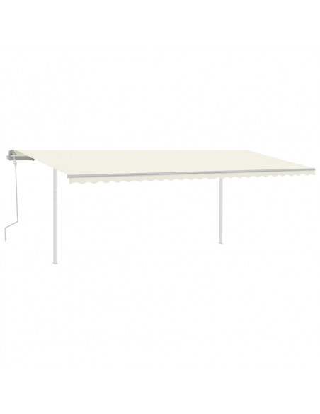 Tenda da Sole Retrattile Manuale con Pali 6x3,5 m Crema