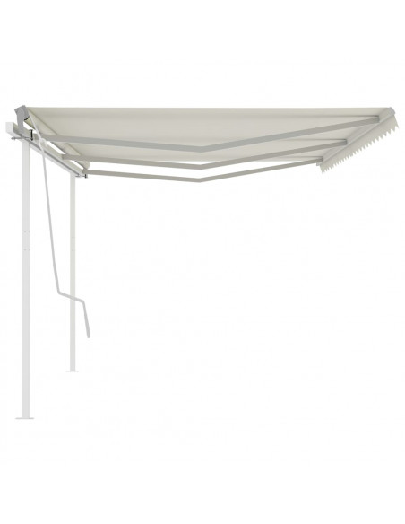 Tenda da Sole Retrattile Manuale con Pali 6x3,5 m Crema