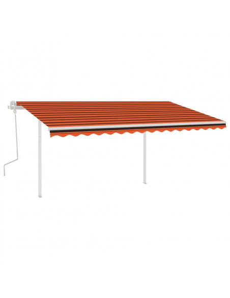 Tenda da Sole Manuale con LED 4x3,5 m Arancione e Marrone