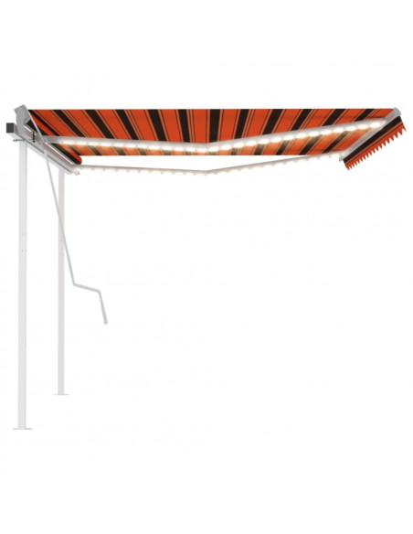 Tenda da Sole Manuale con LED 4x3,5 m Arancione e Marrone