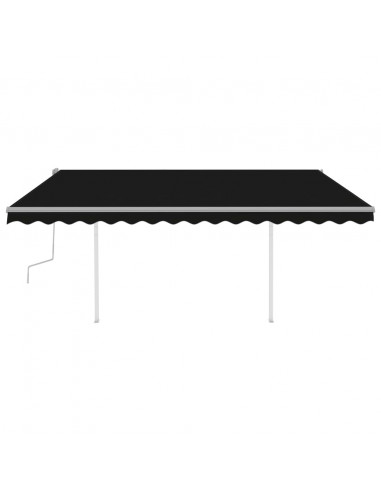 Tenda da Sole Retrattile Manuale con Pali 4,5x3 m Antracite