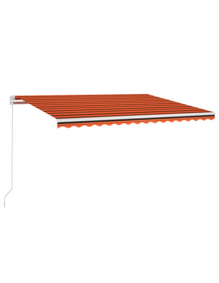 Tenda da Sole Manuale con LED 400x350 cm Arancione e Marrone