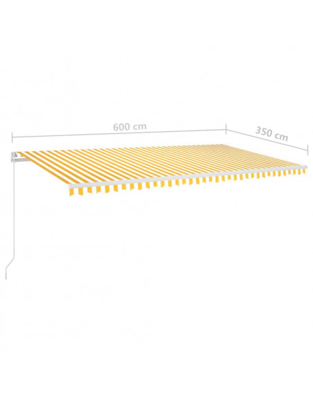 Tenda da Sole Retrattile Manuale 600x350 cm Gialla e Bianca