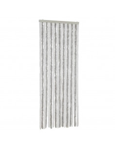 Tenda Antimosche Grigio Chiaro e Bianco 56x185 cm in Ciniglia