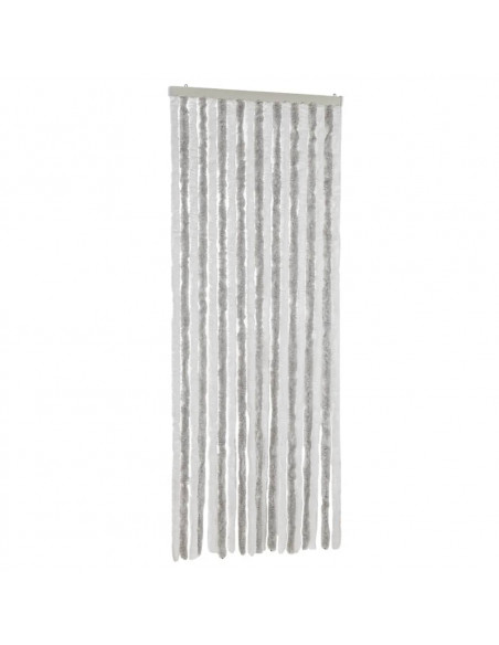 Tenda Antimosche Grigio Chiaro e Bianco 56x185 cm in Ciniglia
