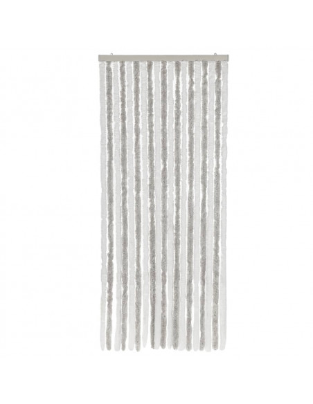 Tenda Antimosche Grigio Chiaro e Bianco 56x185 cm in Ciniglia