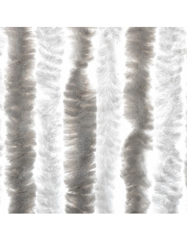 Tenda Antimosche Grigio Chiaro e Bianco 56x185 cm in Ciniglia