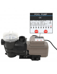 Pompa per Piscina con Timer Nera 0,25 HP 8000 L/h