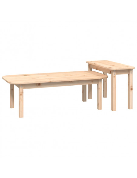 Set Tavolini da Salotto 2 pz in Legno Massello di Pino