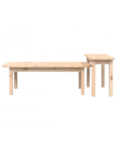 Set Tavolini da Salotto 2 pz in Legno Massello di Pino