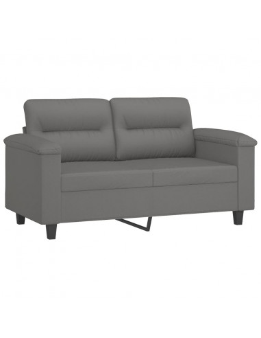 Set Divani 3 pz con Cuscini Grigio Scuro in Tessuto Microfibra