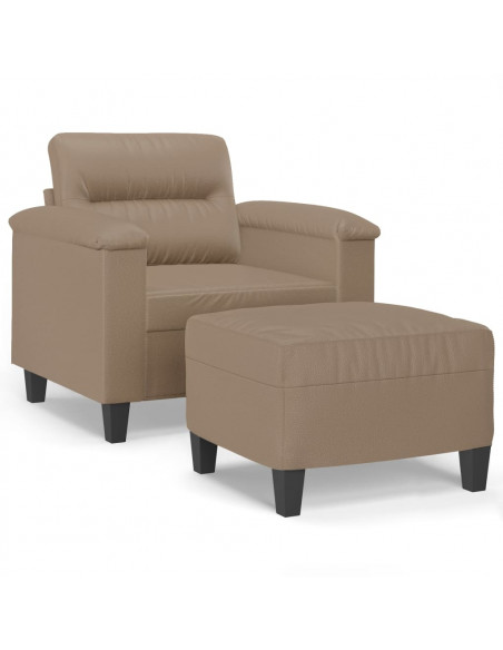Poltrona con Poggiapiedi Cappuccino 60 cm in Similpelle