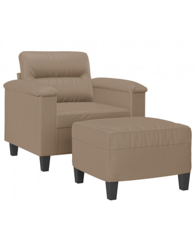Poltrona con Poggiapiedi Cappuccino 60 cm in Similpelle