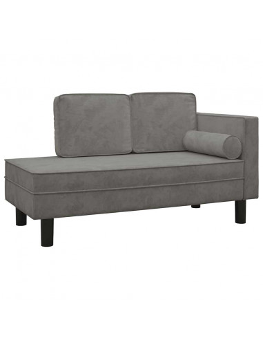 Sdraio con Cuscini e Capezzale Grigio Chiaro in Velluto