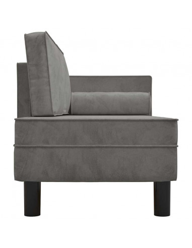 Sdraio con Cuscini e Capezzale Grigio Chiaro in Velluto