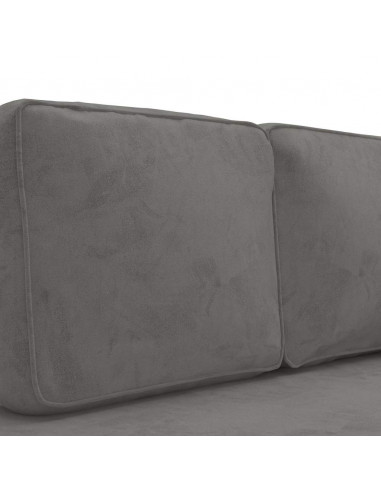 Sdraio con Cuscini e Capezzale Grigio Chiaro in Velluto