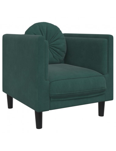 Set di Divani 3 pz con Cuscini Verde Scuro in Velluto