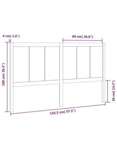 Testiera per Letto 145,5x4x100 cm in Legno Massello di Pino