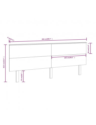 Testiera per Letto 204x6x82,5cm Legno Massello di Pino
