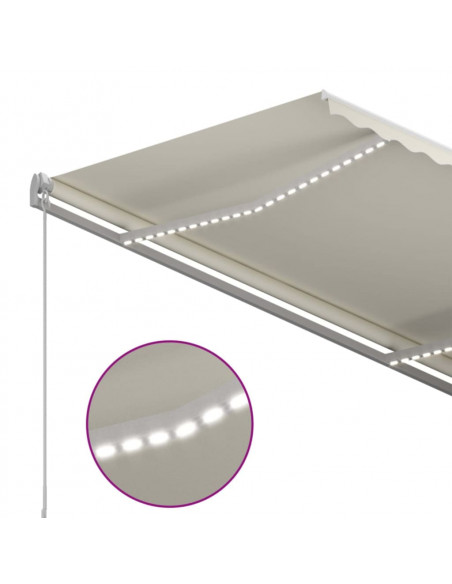 Tenda da Sole Retrattile Manuale con LED 350x250 cm Crema
